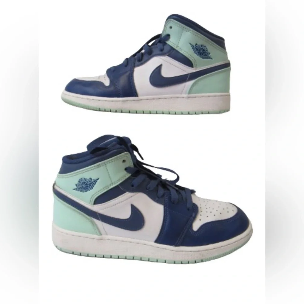 Nike "Blue Mint/Mystic Navy" Air Jordan 1 Mid GS Youth 6.5 - Picture 1 of 9